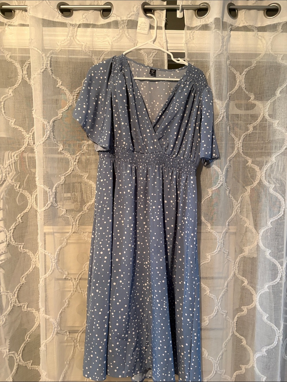 SHEIN Blue Polka Dot Midi Dress